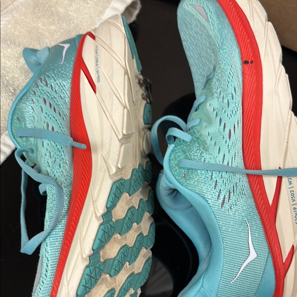 Hoka Blue and Red Athletic Shoes with Cushioned Sole - Picture 3 of 4